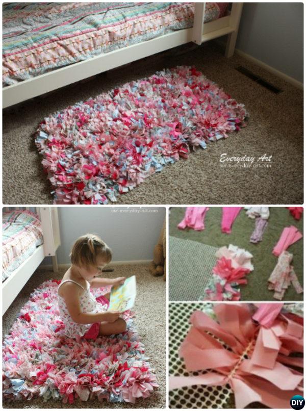 DIY Handmade Fabric Strip Rag Rug Instruction-20 No Crochet DIY Rug Ideas Projects 