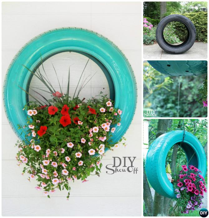 DIY Hanging Tire Planter - DIY Tire Planter Ideas 