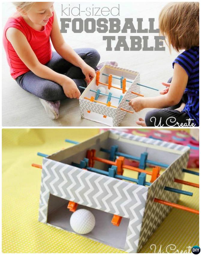 DIY Shoebox Mini Foosball Table Instructions-20 Indoor Kids Activities