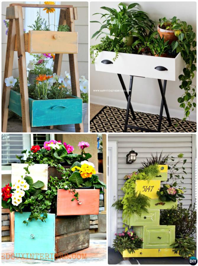 DIY Old Drawer Planter Instructions-20 DIY Upcycled Container Gardening Planters Projects