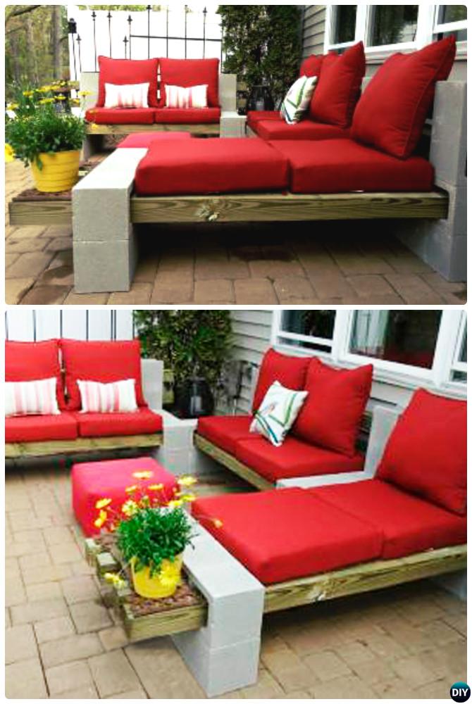 DIY Outdoor Cinder Block Lounge-10 DIY Concrete Block Furniture Projects