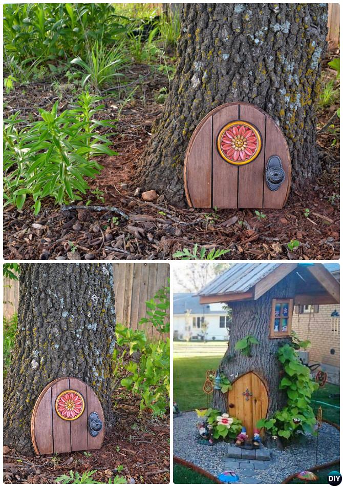 DIY Outdoor Gnome Doors-20 Colorful Garden Art DIY Decorating Ideas