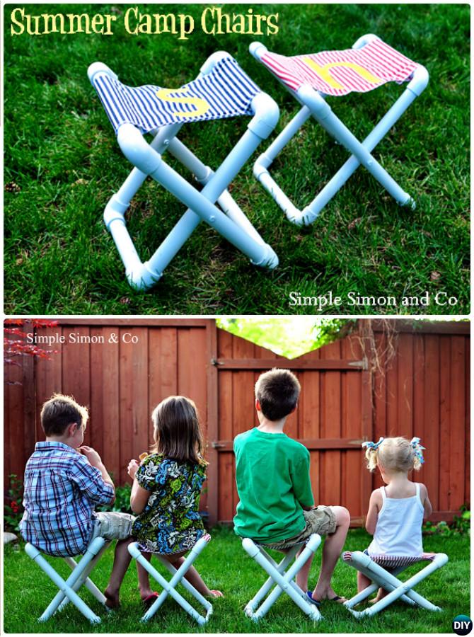 DIY Foldable PVC Pipe Camp Chair Seat-20 PVC Pipe DIY Projects For Kids 
