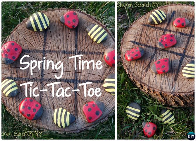 DIY Paint Rock Tic-Tac-Toe-20 DIY Summer Outdoor Games For Kids Adults