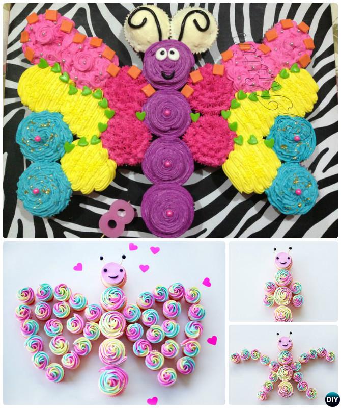 DIY Pull Apart Butterfly Cupcake Cake-20 Gorgeous Pull Apart Cupcake Cake Designs For Any Party