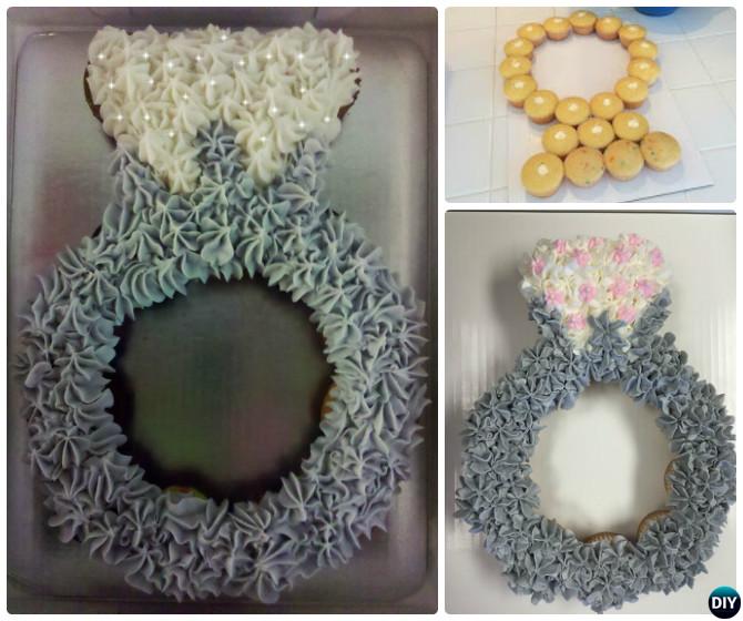 DIY Pull Apart Engage Ring Cupcake Cake-20 Gorgeous Pull Apart Cupcake Cake Designs For Any Party