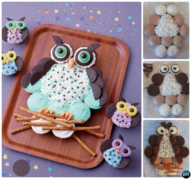 DIY Pull Apart Owl Cupcake Cake-20 Gorgeous Pull Apart Cupcake Cake Designs For Any Party
