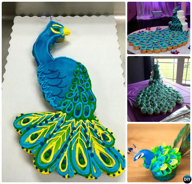 DIY Pull Apart Peacock Cupcake Cake-20 Gorgeous Pull Apart Cupcake Cake Designs For Any Party
