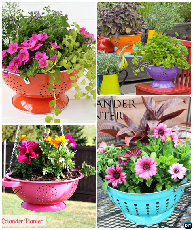 DIY Recycled Collander Planter Instructions-20 DIY Upcycled Container Gardening Planters Projects