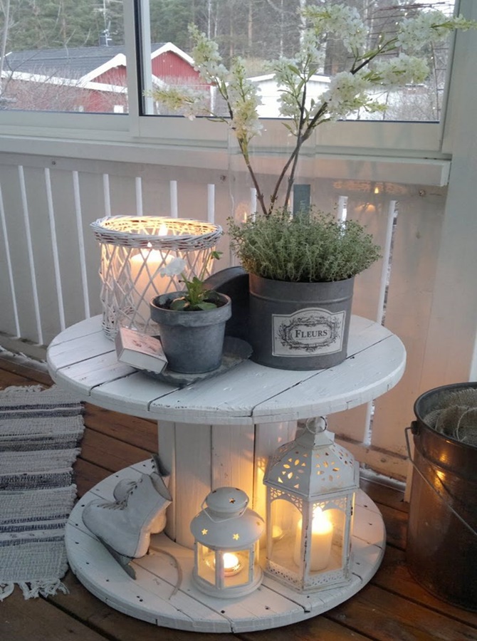DIY Recycled Wood Spool Porch Lighting-20 DIY Porch Decorating Ideas Projects 