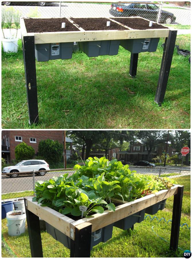 DIY Self-Watering Veggie Table Garden Bed-20 DIY Raised Garden Bed Ideas Instructions