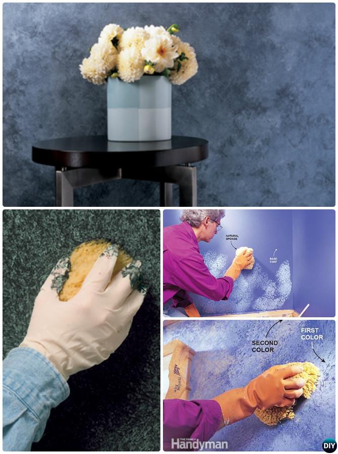 DIY Sponge Wall Painting Instruction -DIY Wall Painting Ideas Techniques Tutorials 