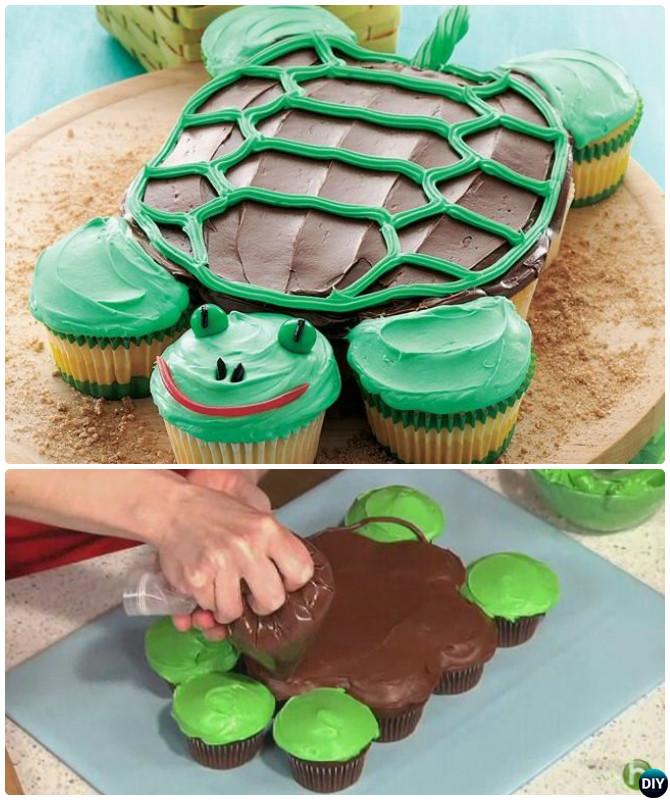 DIY Turtle Pull Apart Cupcake Cake-20 Gorgeous Pull Apart Cupcake Cake Designs For Any Party