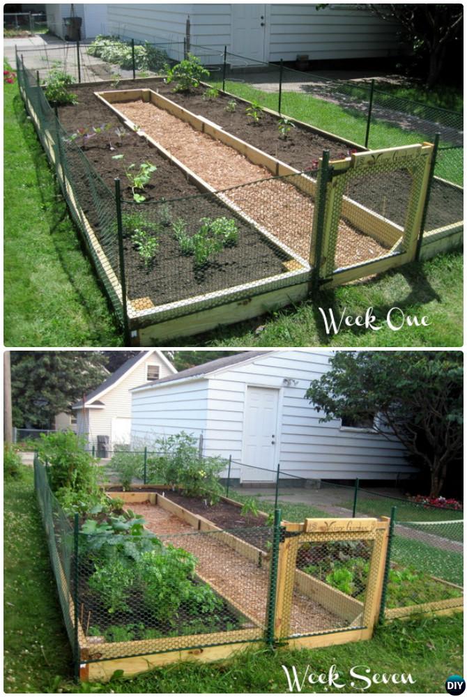 DIY U Shaped Raised Garden with Fence-20 DIY Raised Garden Bed Ideas Instructions 