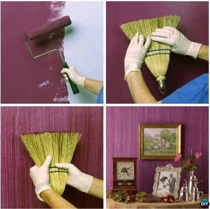 DIY Whisk Broom Texture Wall Painting Instruction-DIY Wall Painting Ideas Techniques Tutorials