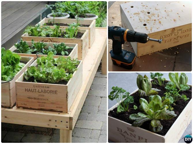 DIY Wine Box Raised Garden Bed-20 DIY Raised Garden Bed Ideas Instructions 