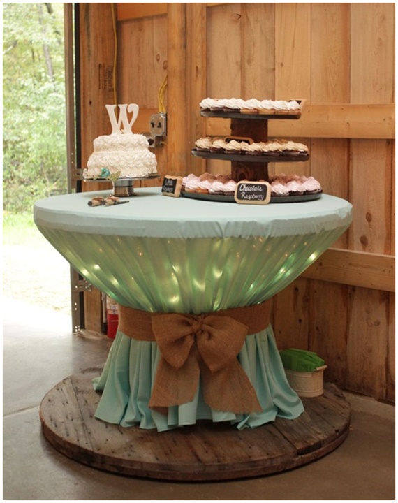 Wine Spool Wedding Cake Stand - Wood Wire Spool Recycle Ideas