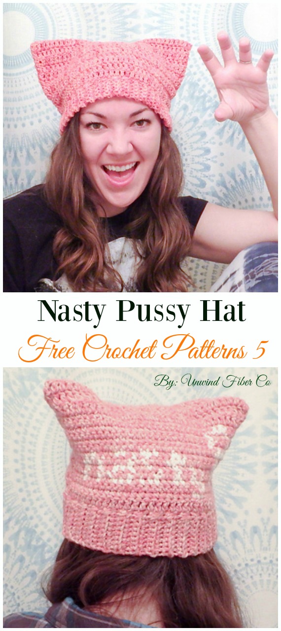 Nasty Pussy Hat Crochet Free Pattern - Fun Adult Cat Hat Free Crochet Patterns