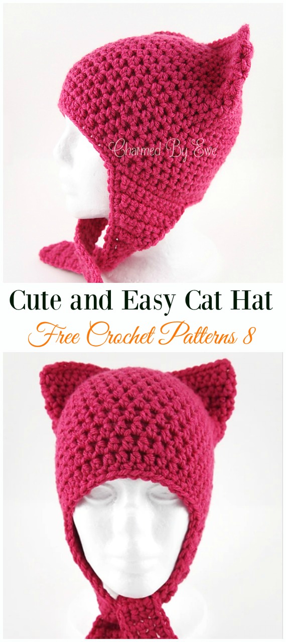 Cute and Easy Cat Hat Crochet Free Pattern - Fun Adult Cat Hat Free Crochet Patterns