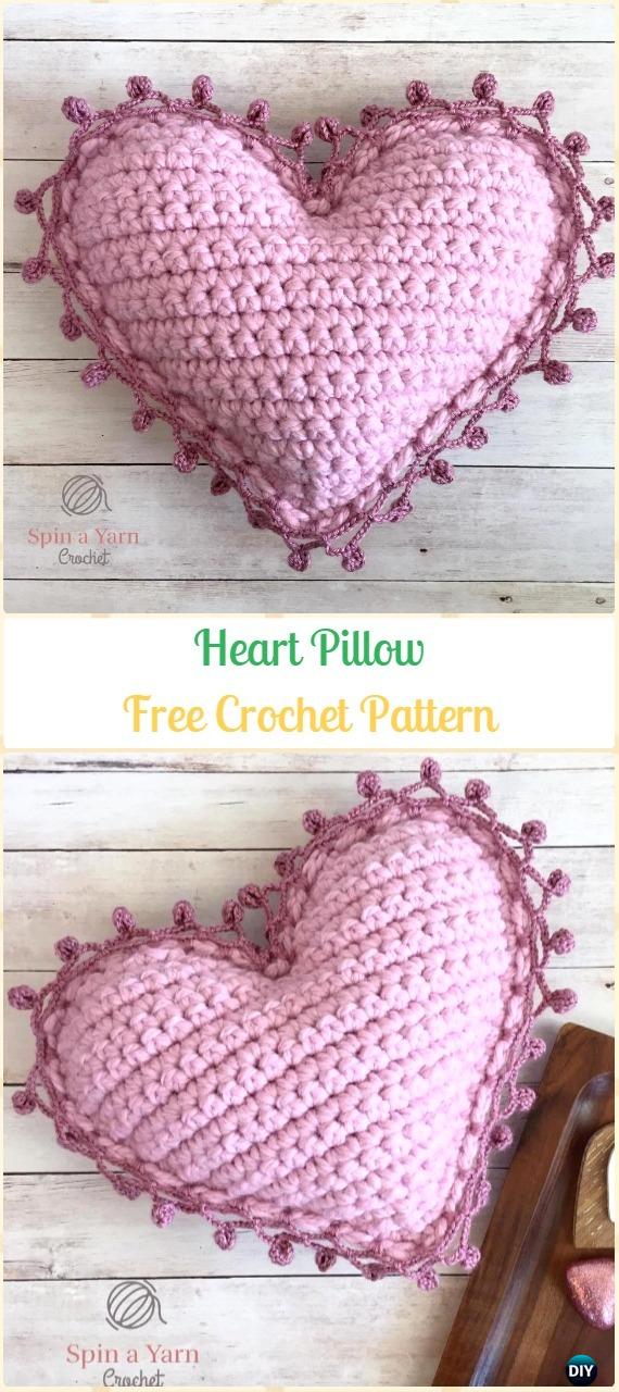 Crochet Heart Pillow Amigurumi Free Pattern- Amigurumi Crochet 3D Heart Free Patterns