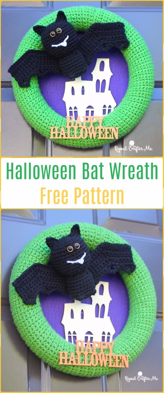 Amigurumi Crochet Halloween Bat Wreath Free Pattern-Amigurumi Crochet Bat Free Patterns