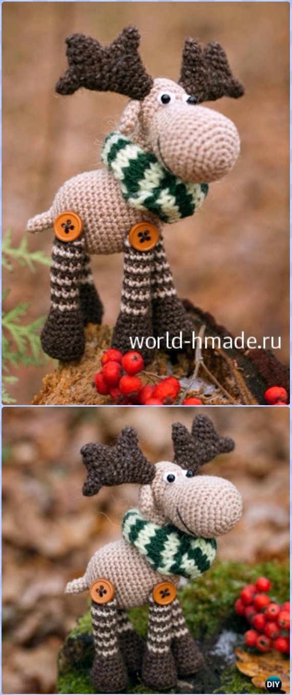 Amigurumi Crochet New Year Moose Free Pattern - Crochet Moose Free Patterns