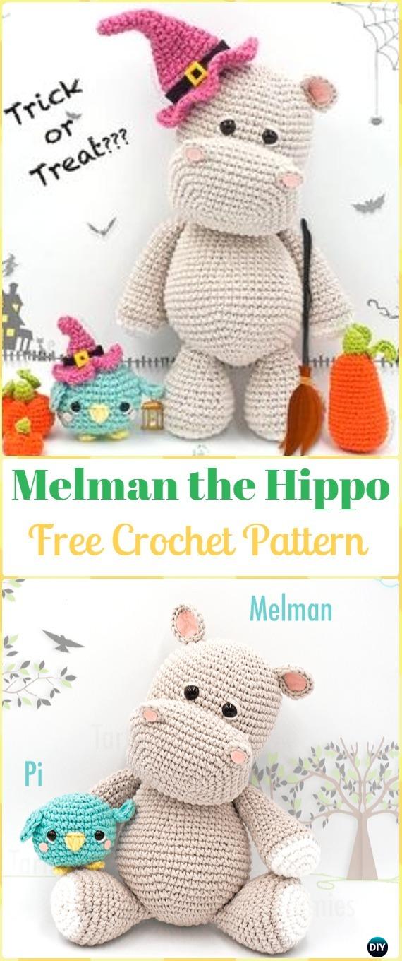 Crochet Amigurumi Hippo Melman Free Pattern - Amigurumi Crochet Hippo Toy Softies Free Patterns