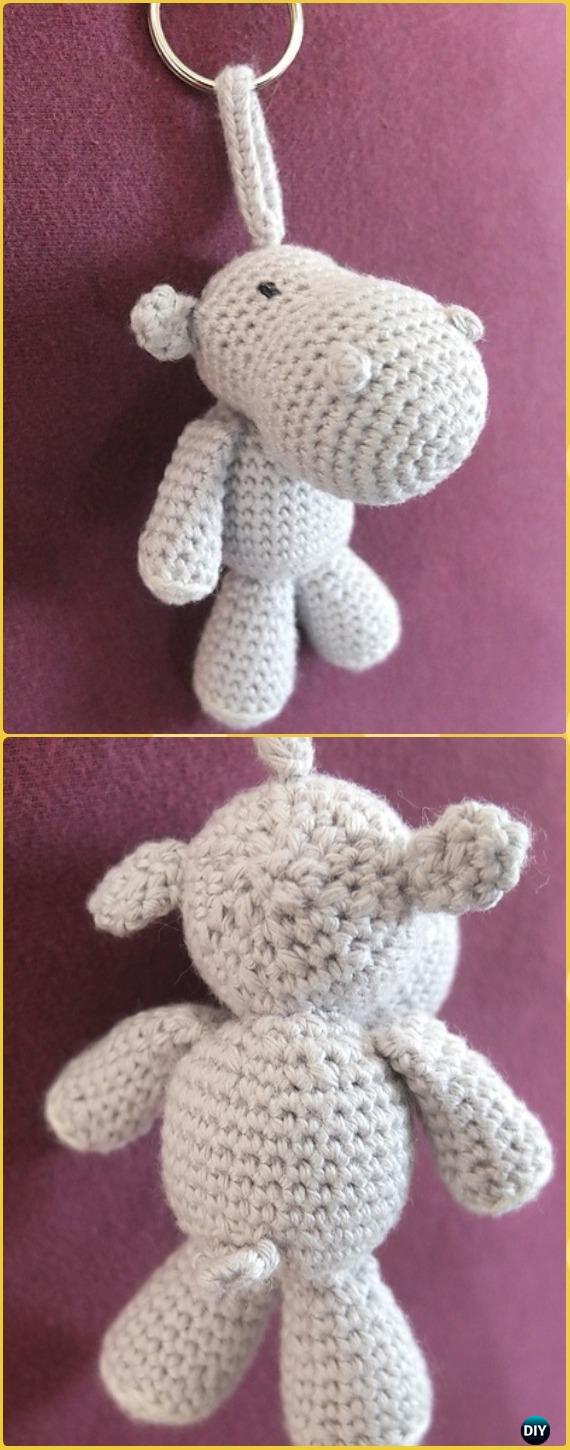 Crochet Amigurumi Tom Hippo Keychain Free Pattern - Amigurumi Crochet Hippo Toy Softies Free Patterns