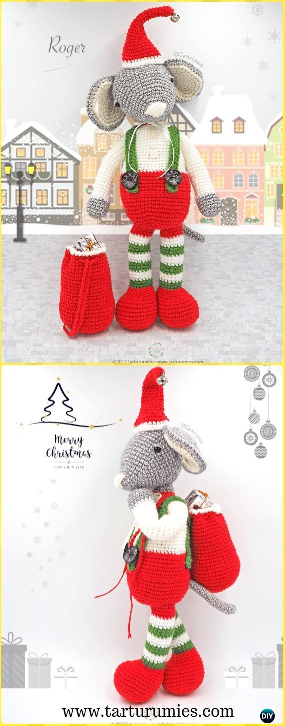 Crochet Roger the Christmas Mouse Amigurumi Free Pattern - Amigurumi Crochet Mouse Toy Softies Free Patterns