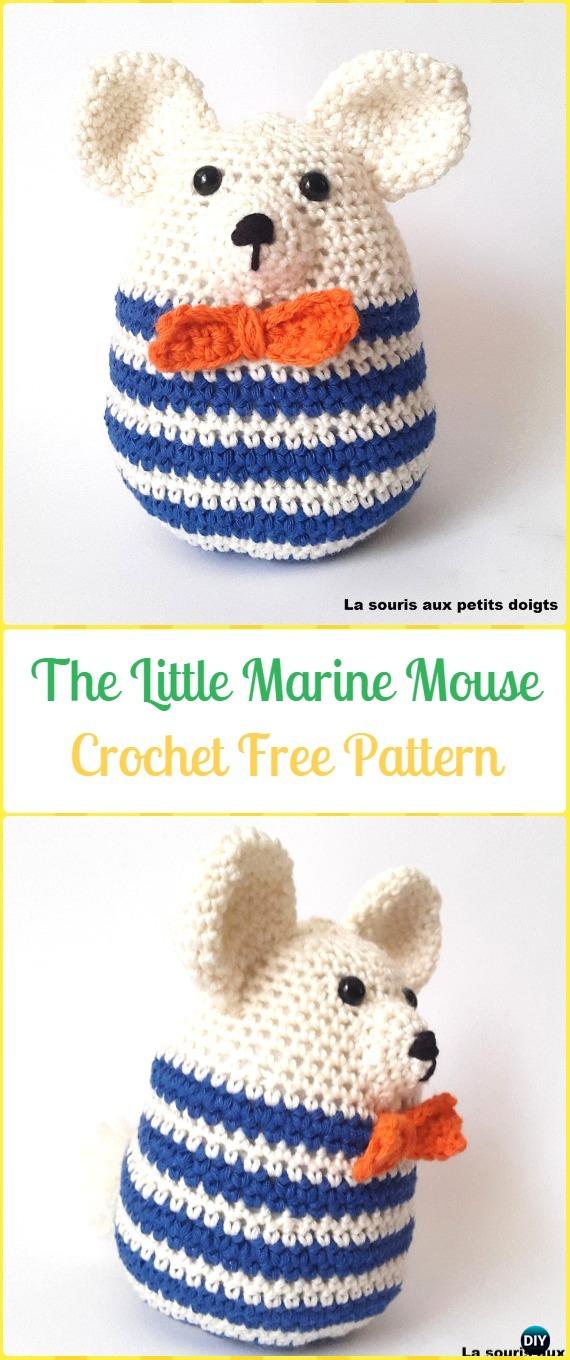 Crochet The little Marine Mouse Amigurumi Free Pattern - Amigurumi Crochet Mouse Toy Softies Free Patterns