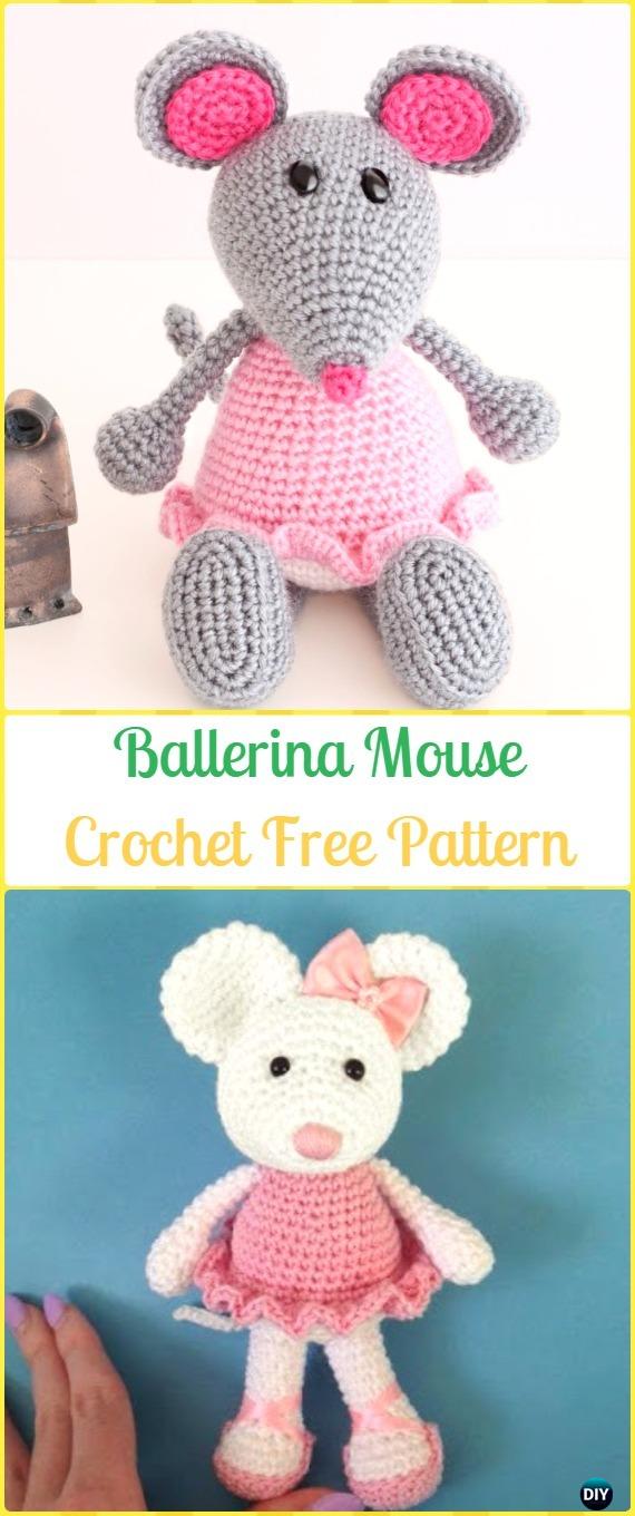 Crochet Ballerina Mouse Amigurumi Free Pattern - Amigurumi Crochet Mouse Toy Softies Free Patterns