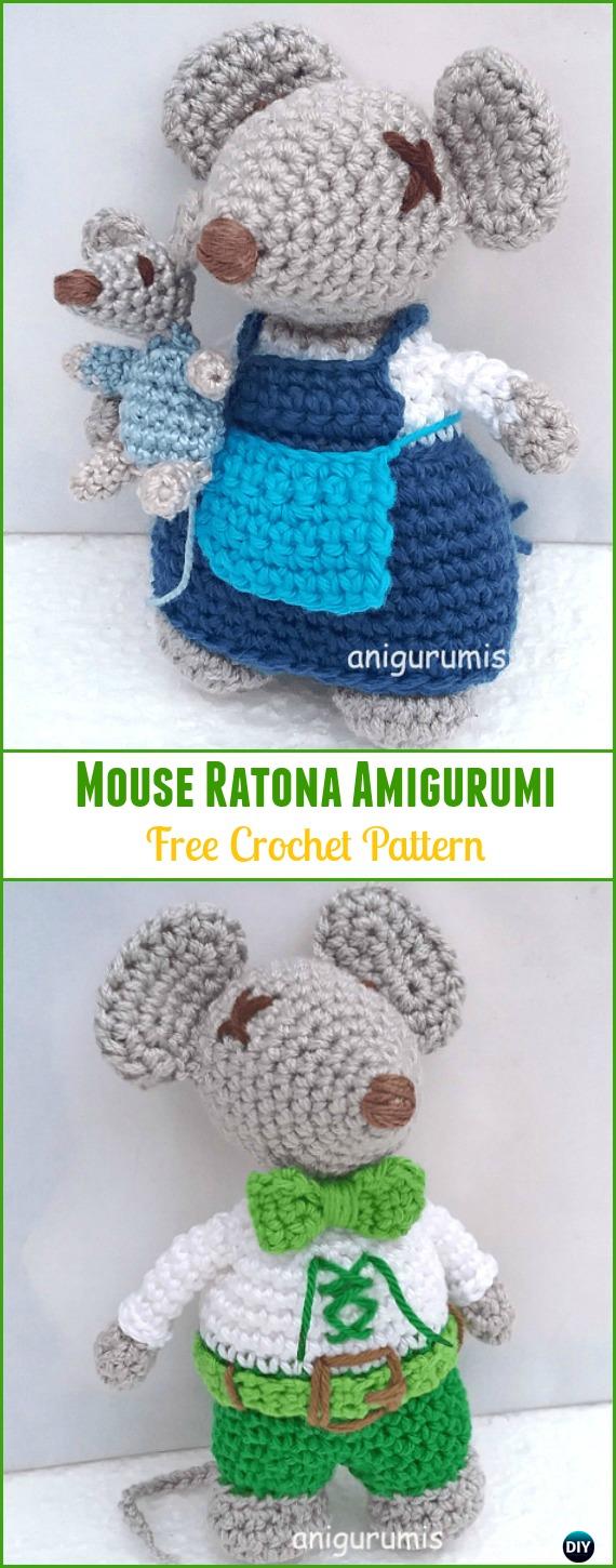 Crochet Mouse Ratona Amigurumi  Free Pattern - Amigurumi Crochet Mouse Toy Softies Free Patterns