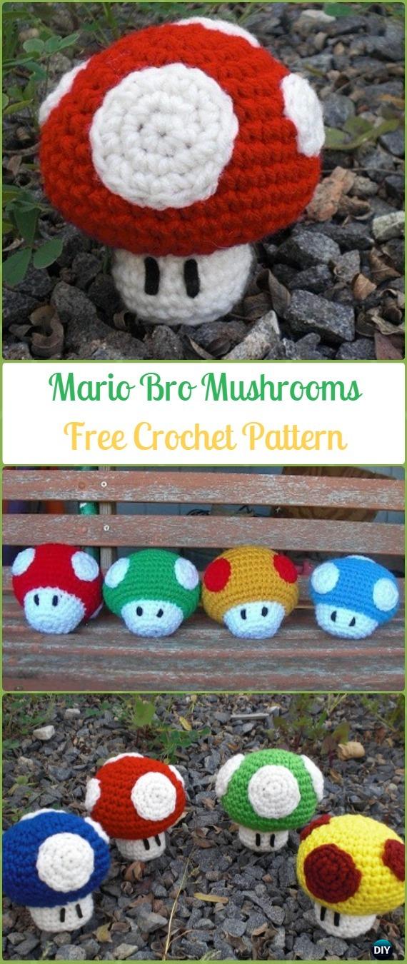 Crochet Mario Brothers Mushrooms Amigurumi Free Pattern - Amigurumi Crochet Mushroom Softies Free Patterns