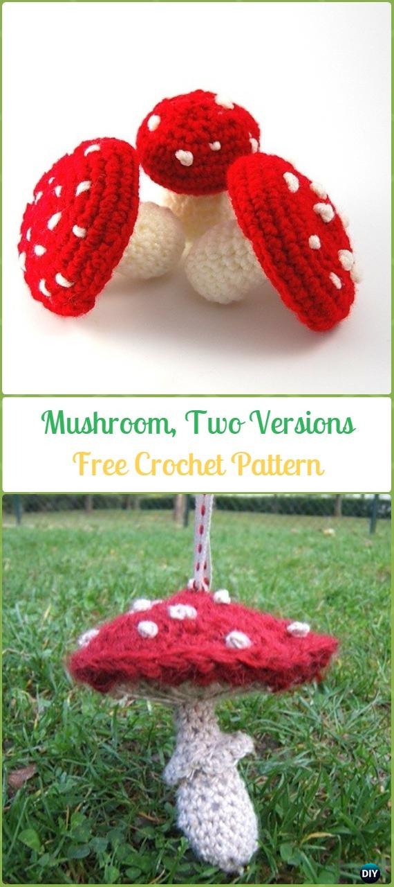 Crochet Mushroom, Two Versions Amigurumi Free Pattern - Amigurumi Crochet Mushroom Softies Free Patterns