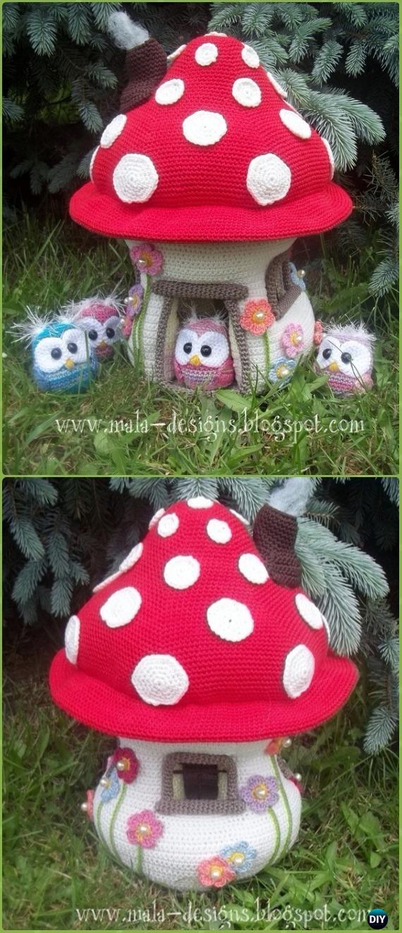 Amigurumi Mushroom House Paid Pattern -Amigurumi Crochet Mushroom Softies Patterns