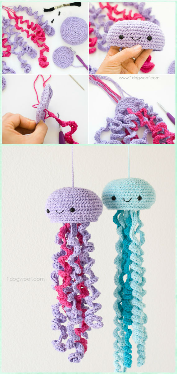 Crochet Jellyfish Free Pattern - Amigurumi Crochet Sea Creature Animal Toy Free Patterns
