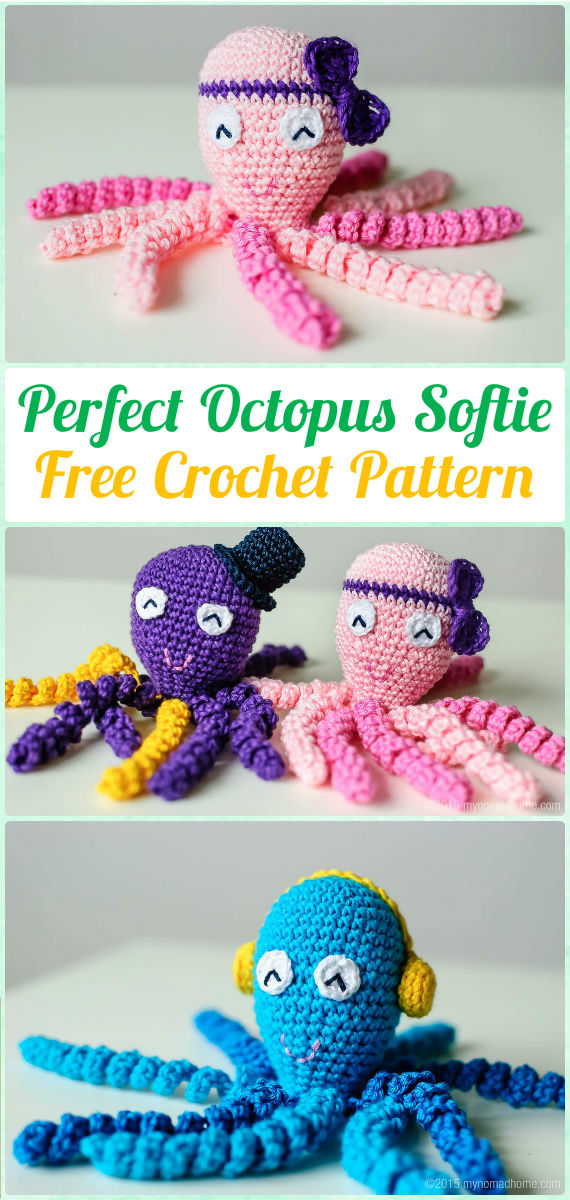 Crochet Amigurumi Octopus Baby Toy Free Pattern - Amigurumi Crochet Sea Creature Animal Toy Free Patterns