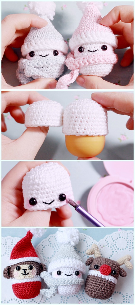 Kinder-Surprise Container Snowman Crochet Free Pattern - #Amigurumi; Crochet #Snowman; Softies Toys Free Patterns