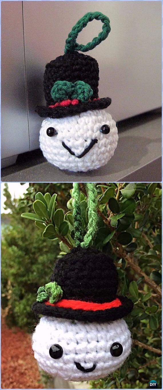 Crochet Snowball Christmas Ornament Free Pattern - Amigurumi Crochet Snowman Stuffies Toys Free Patterns