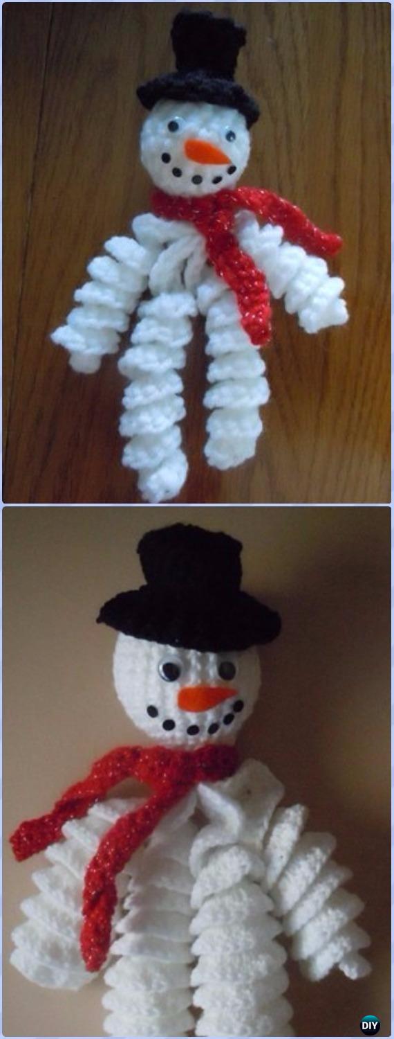 Crochet Curly Snowman Ornament Free Pattern - Amigurumi Crochet Snowman Stuffies Toys Free Patterns