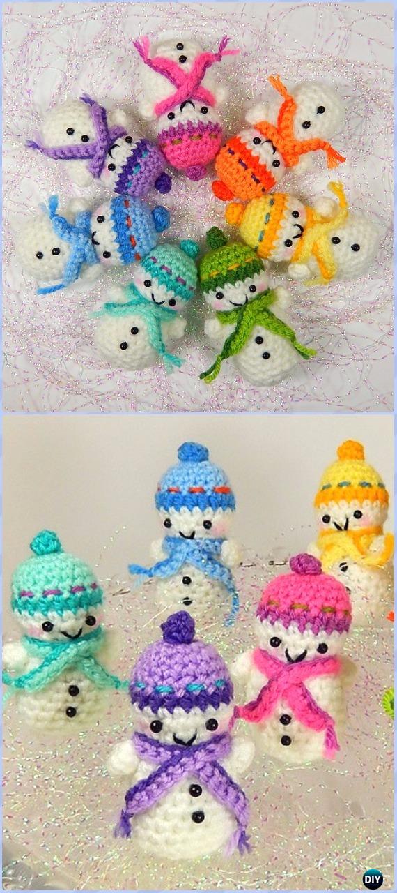 Crochet Teeny Tiny Snowmen Free Pattern - Amigurumi Crochet Snowman Stuffies Toys Free Patterns