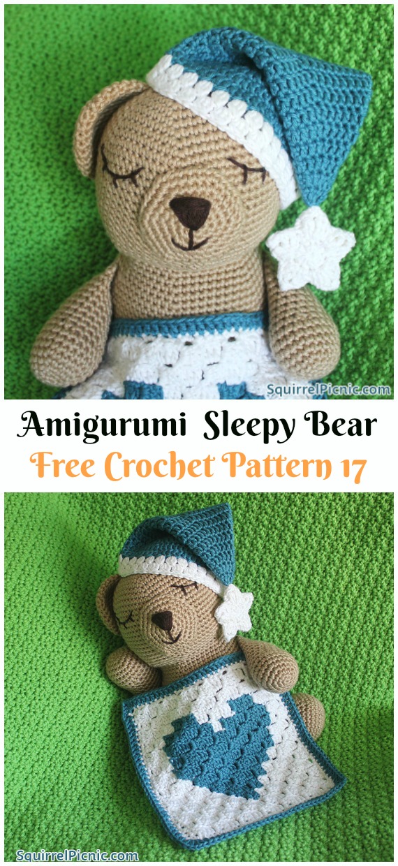 Amigurumi Sleepy Bear Free Crochet Pattern - #Amigurumi; Crochet Teddy #Bear; Free Patterns