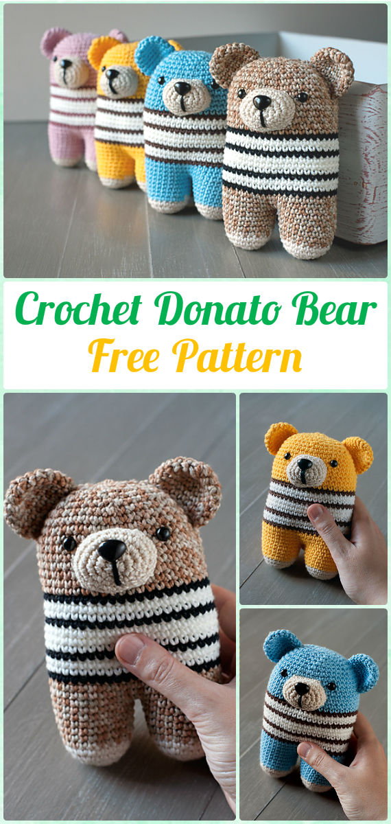 Amigurumi Crochet Two Legged Donato Bear Free Pattern - Amigurumi Crochet Teddy Bear Toys Free Patterns 
