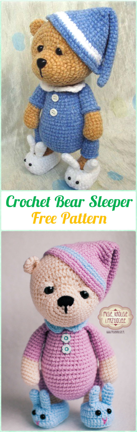 Amigurumi Crochet Bear Sleeper Free Pattern - Amigurumi Crochet Teddy Bear Toys Free Patterns 