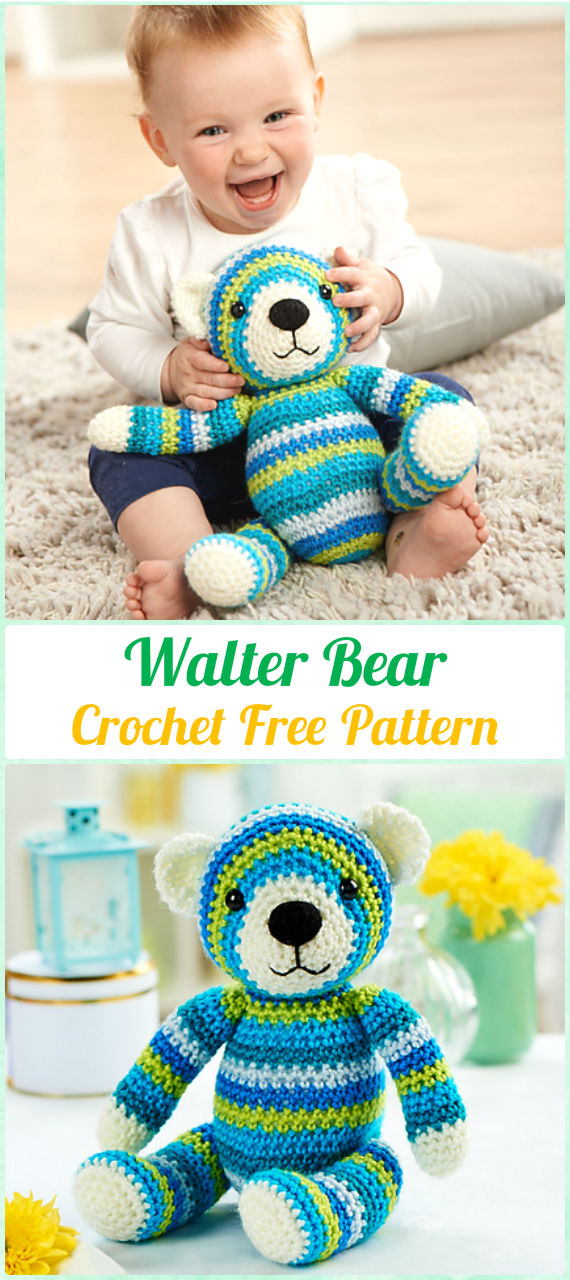 Amigurumi Crochet Walter Bear Free Pattern - Amigurumi Crochet Teddy Bear Toys Free Patterns 