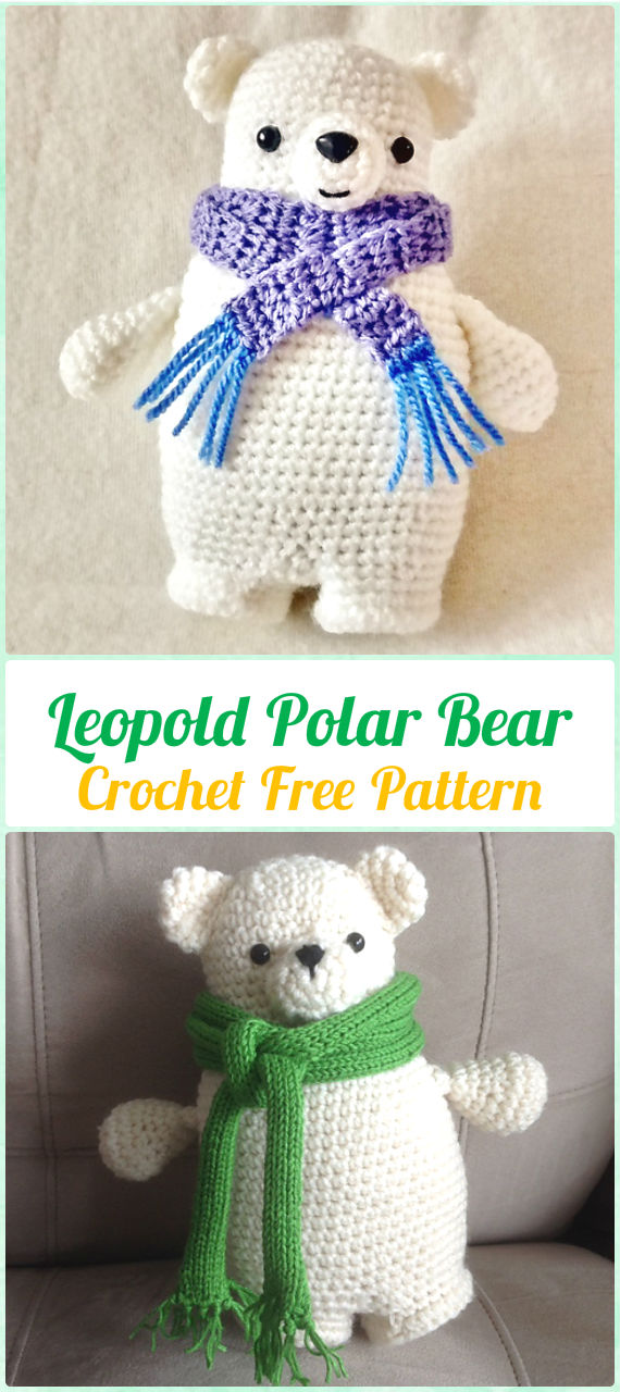 Amigurumi Crochet Leopold Polar Bear Free Pattern - Amigurumi Crochet Teddy Bear Toys Free Patterns 
