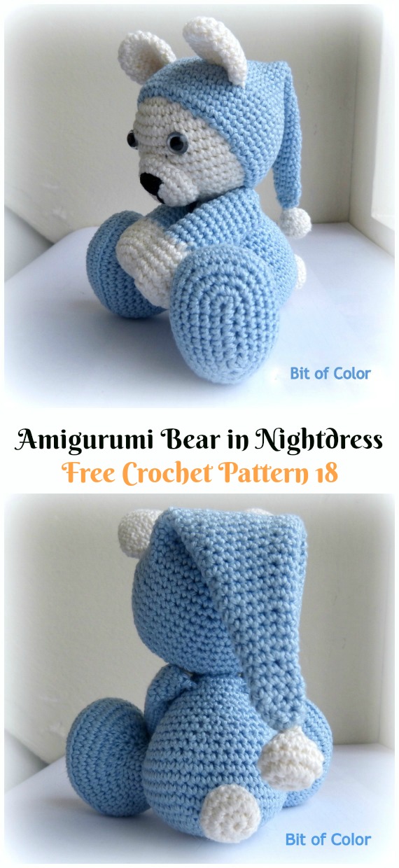 Amigurumi Bear in Nightdress Free Crochet Pattern - #Amigurumi; Crochet Teddy #Bear; Free Patterns