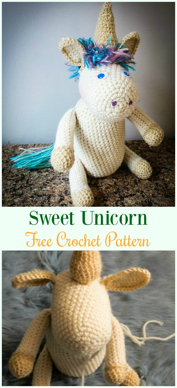  Crochet Sweet Unicorn Amigurumi Free Pattern- #Amigurumi Crochet #Unicorn; Toy Softies Patterns