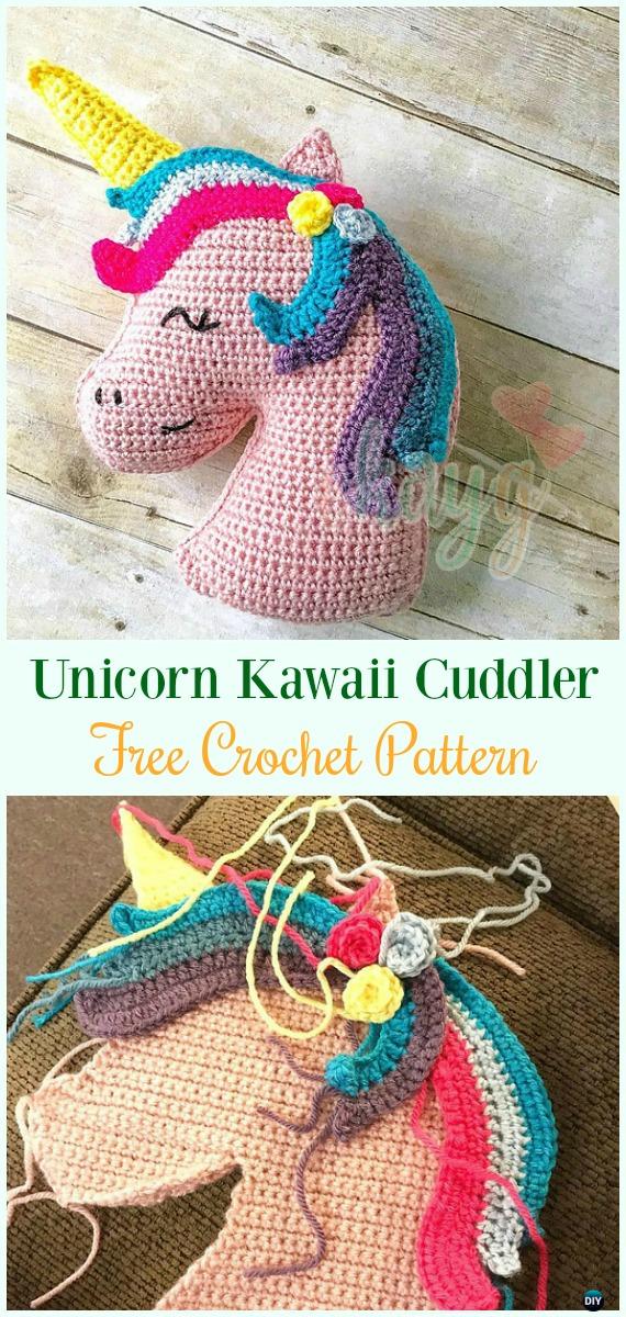 Crochet Unicorn Kawaii Cuddler Amigurumi Free Pattern- #Amigurumi Crochet #Unicorn; Toy Softies Patterns
