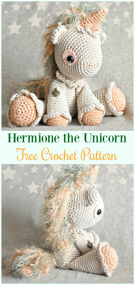 Crochet Hermione the Unicorn Amigurumi Free Pattern- #Amigurumi Crochet #Unicorn; Toy Softies Patterns